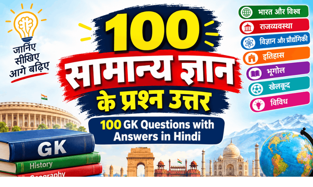 100 GK Questions with answers in Hindi